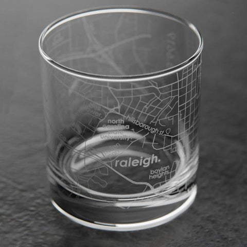NC State University College Town Map Rocks Glass