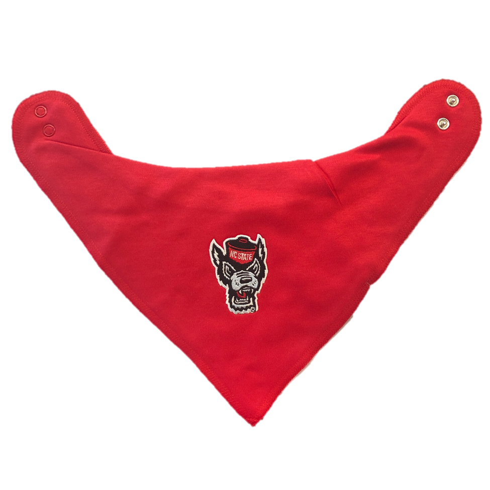 NC State Wolfpack Creative Knitwear Red Wolfhead Bandana Bib