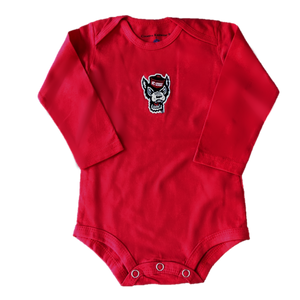 NC State Wolfpack Infant Red Wolfhead Long Sleeve Onesie