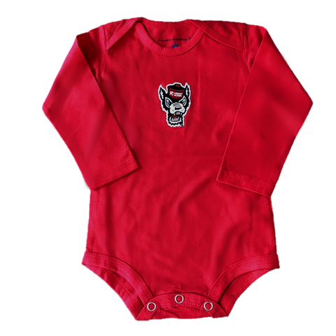 NC State Wolfpack Infant Red Wolfhead Long Sleeve Onesie