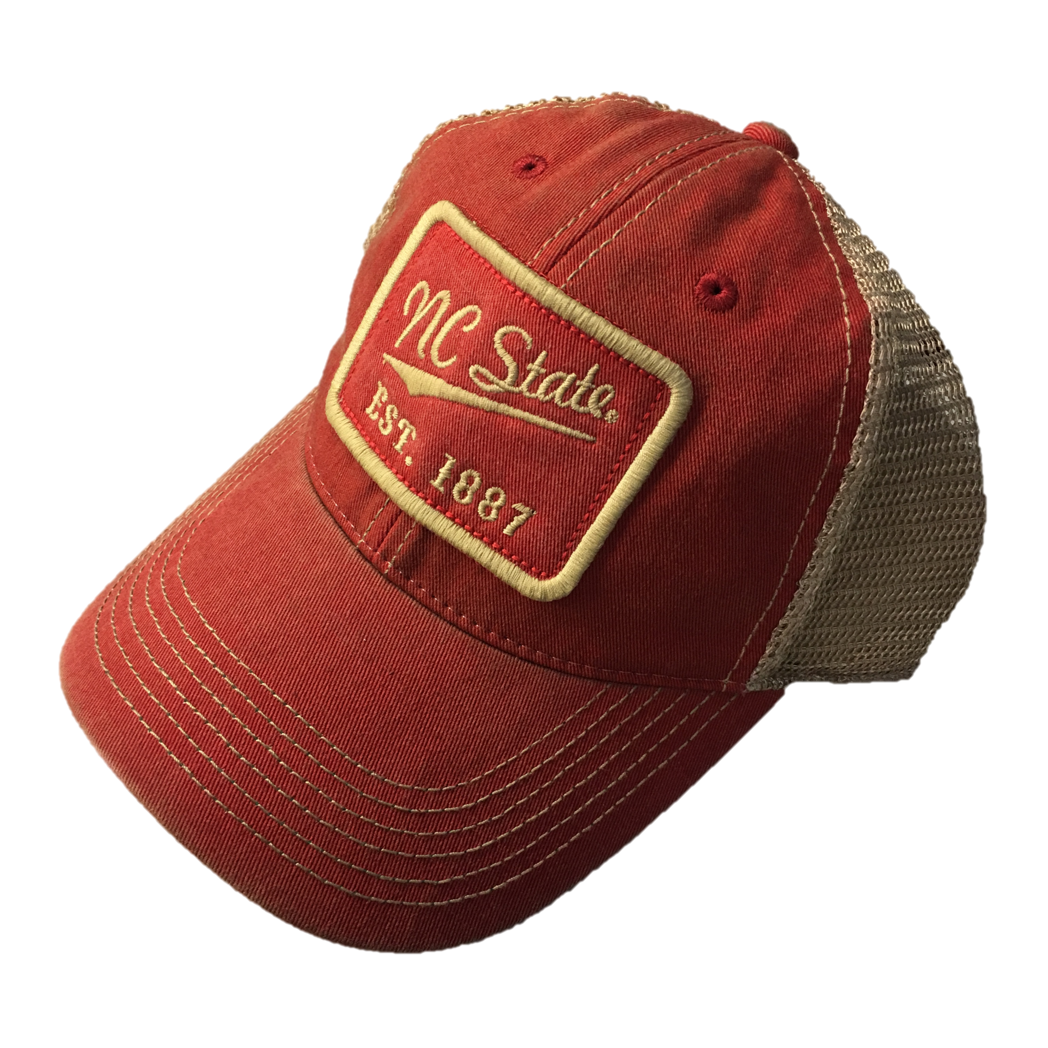 NC State Wolfpack Red Trucker w/ Square Patch Snapback Hat