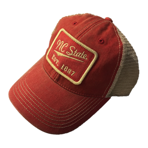 NC State Wolfpack Red Trucker w/ Square Patch Snapback Hat