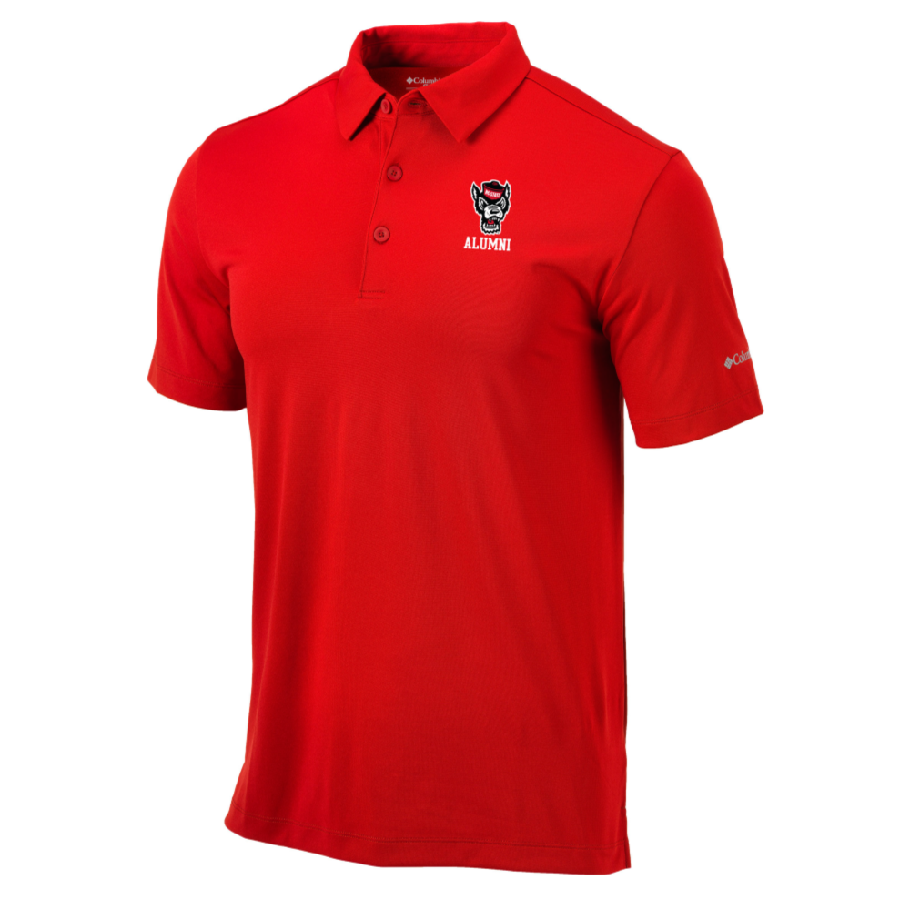 NC State Wolfpack Columbia Red Omni-Wick Drive Wolfhead Alumni Polo