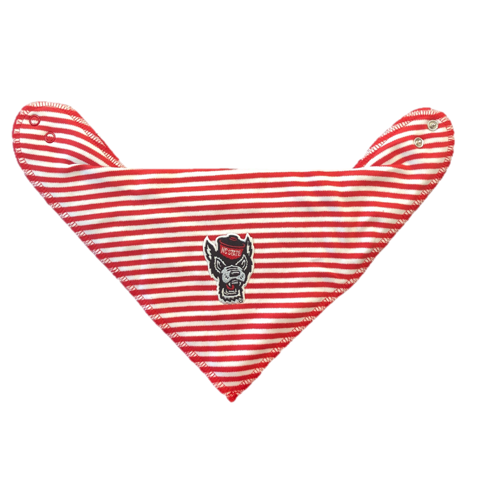 NC State Wolfpack Creative Red and White Striped Wolfhead Bandana Bib