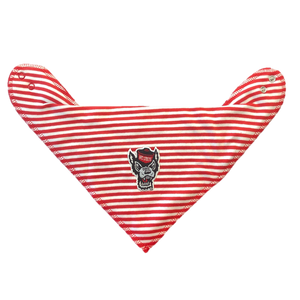 NC State Wolfpack Creative Red and White Striped Wolfhead Bandana Bib