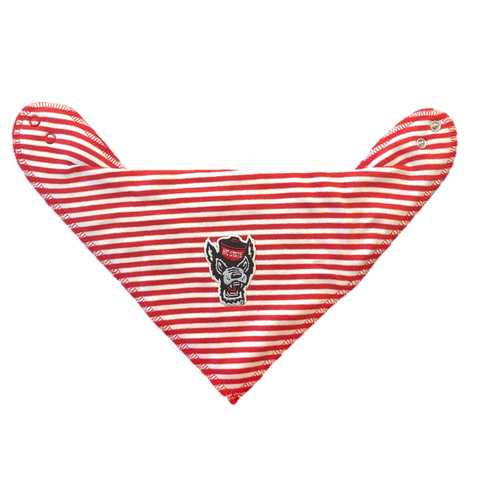 NC State Wolfpack Creative Red and White Striped Wolfhead Bandana Bib