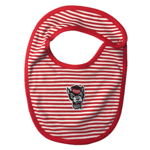 NC State Wolfpack Creative Red and White Striped Wolfhead Bib