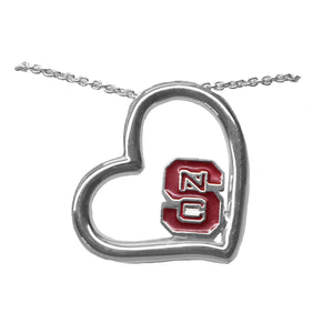 NC State Wolfpack Red Heart Pendant Necklace