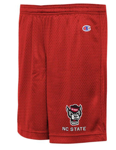 NC State Wolfpack Champion Youth Red Wolfhead Mesh Shorts