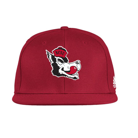 NC State Wolfpack Adidas Red Slobbering Wolf Structured Adjustable Flat Brim Hat