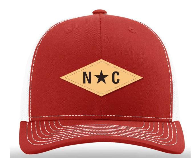 Red and White Diamond North Carolina Adjustable Mesh Hat