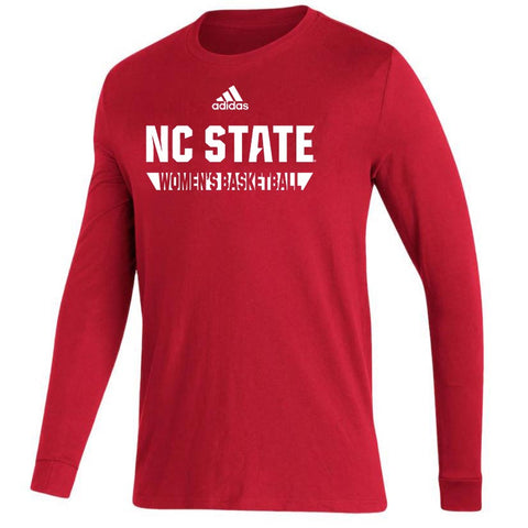 NC State Wolfpack Adidas Red Women's Basketball Performance Long Sleeve T-Shirt
