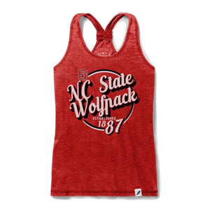 NC State Wolfpack Women's Heather Red Retro Skater Racerback Tank Top