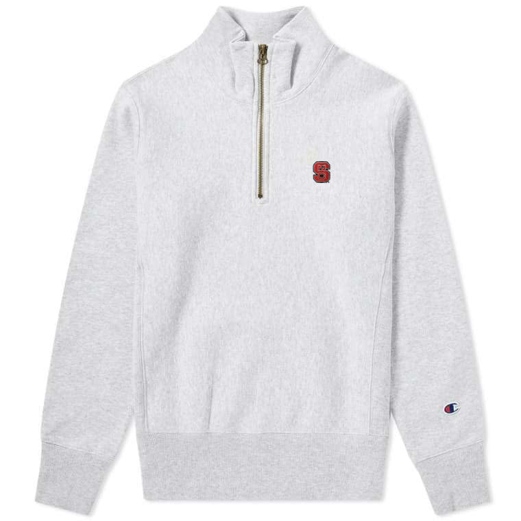 NC State Wolfpack Champion Silver Grey Block S Reverse Weave 1/4 Zip Jacket