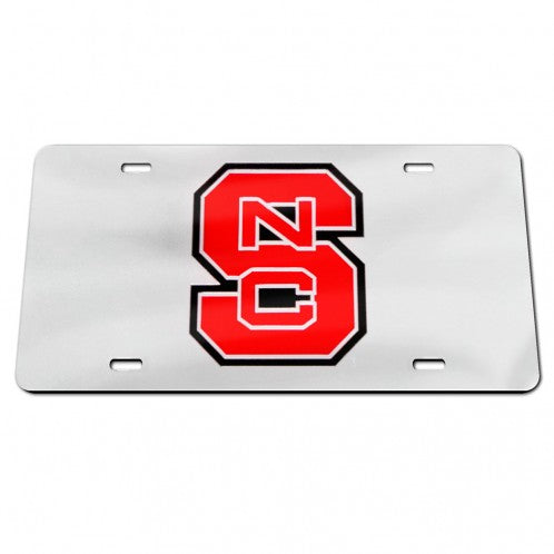 NC State Wolfpack Silver Block S Acrylic License Plate