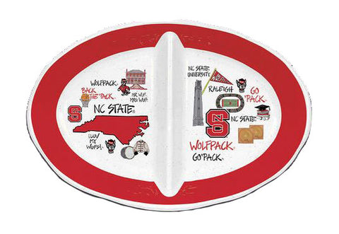 NC State Wolfpack 16.5"x11.25" 2-Section Melamine Platter