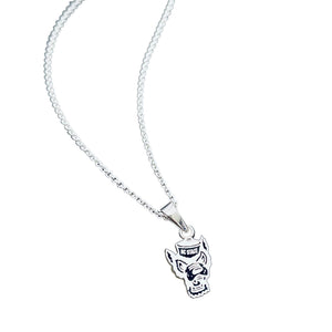 NC State Wolfpack Silver Wolfhead Pendant Necklace
