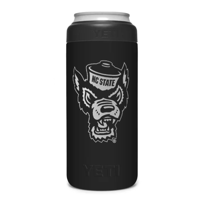 NC State Wolfpack Yeti Black Wolfhead 12oz Slim Can Colster
