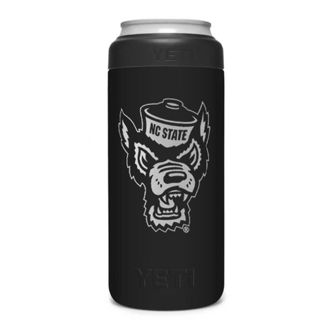 NC State Wolfpack Yeti Black Wolfhead 12oz Slim Can Colster