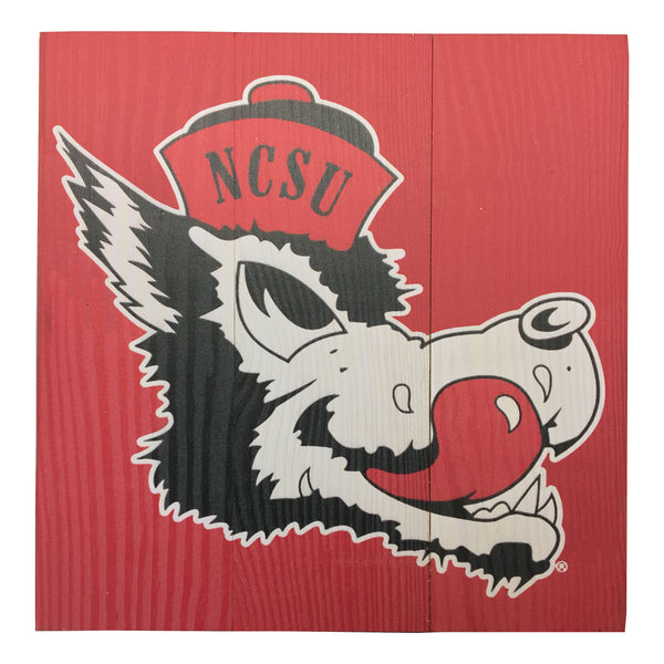 NC State Wolfpack Red Slobbering Wolf Dazzler Mill Wood Art