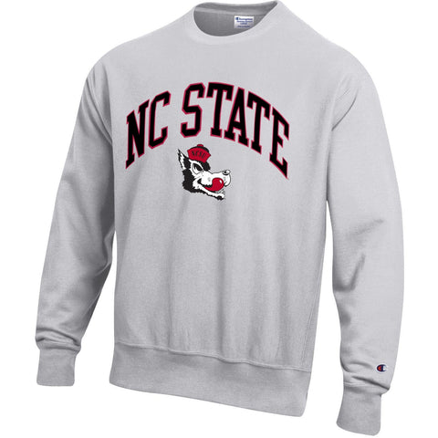 NC State Wolfpack Champion Silver Grey Slobbering Wolf Reverse Weave Crewneck