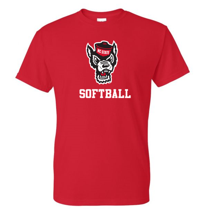 NC State Wolfpack Youth Red Wolfhead Softball T-Shirt
