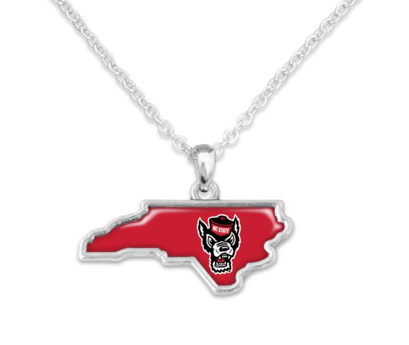 NC State Wolfpack Red Wolfhead State of Mine Necklace