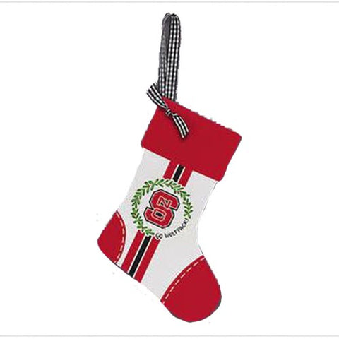 NC State Wolfpack Wood Stocking Ornament