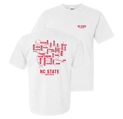 NC State Wolfpack Comfort Colors White Campus Roadmap T-Shirt