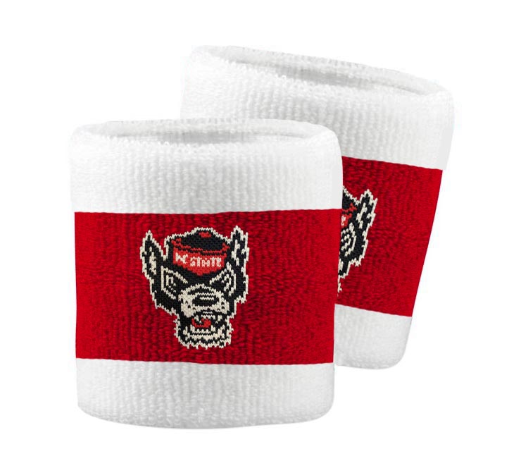 NC State Wolfpack Red and White Striped Wolfhead Wristband