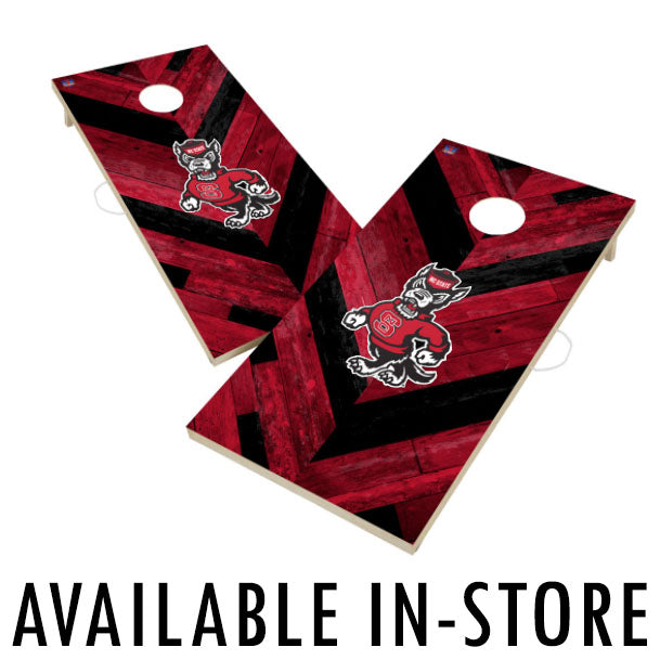 NC State Wolfpack 2'x4' Strutting Wolf Herringbone Design Cornhole Boards