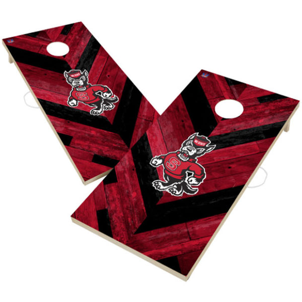 NC State Wolfpack 2'x4' Strutting Wolf Herringbone Design Cornhole Boards