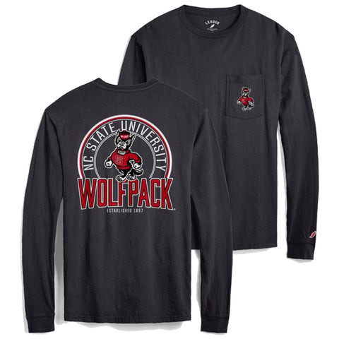 NC State Wolfpack Black Strutting Wolf Vintage Pocket Long Sleeve T-Shirt