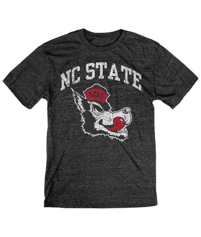 NC State Wolfpack Heather Black Arched NC State Over Slobbering Wolf T-Shirt
