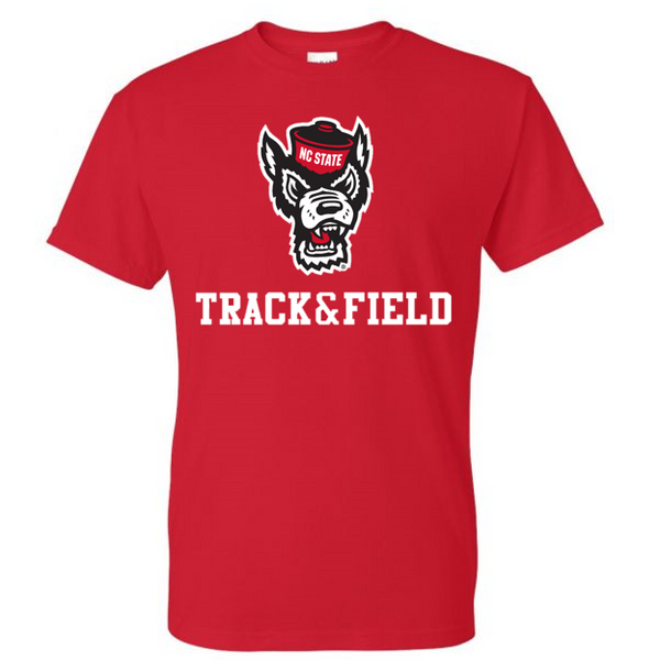 NC State Wolfpack Youth Red Wolfhead Track and Field T-Shirt