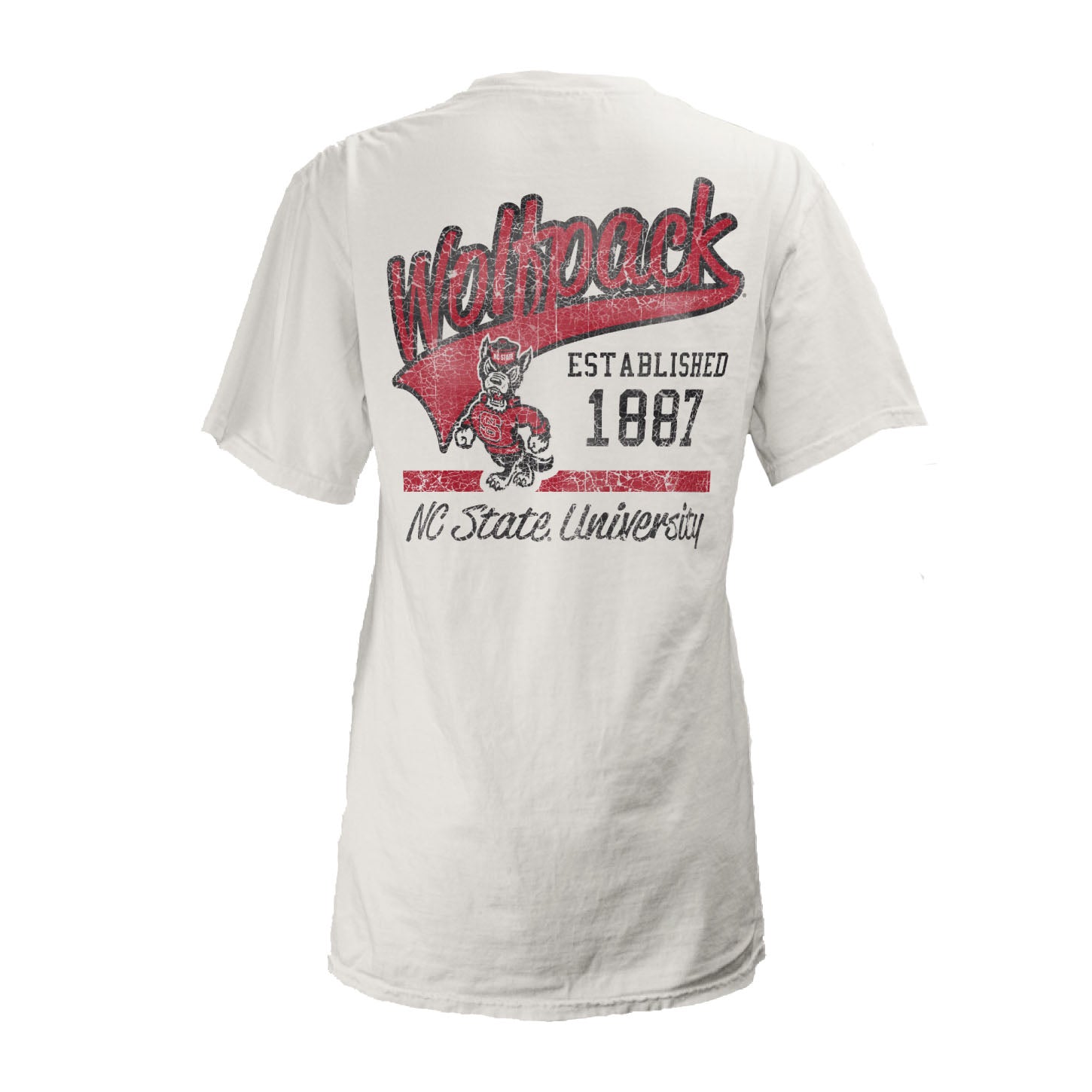 NC State Wolfpack Women's White Established Tailspin V-Neck T-Shirt