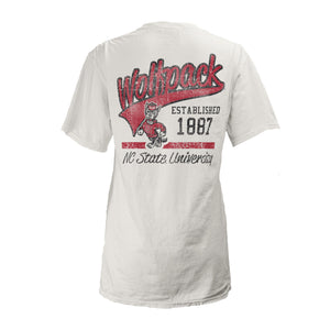 NC State Wolfpack Women's White Established Tailspin V-Neck T-Shirt