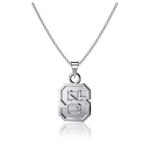 NC State Wolfpack Silver Block S Pendant Necklace