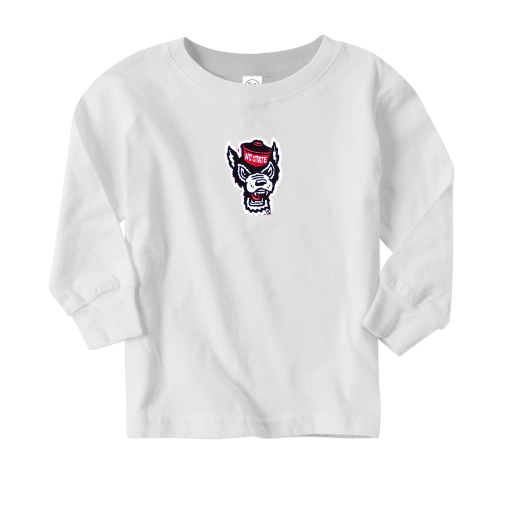 NC State Wolfpack Toddler White Wolfhead Long Sleeve T-Shirt