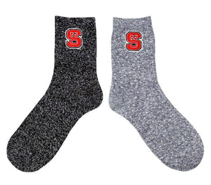 NC State Wolfpack Women's Black and Grey (2 pack) Block S Lounge Socks