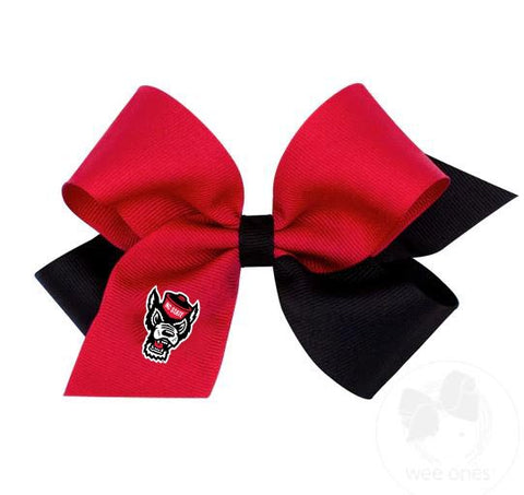 NC State Wolfpack King Black and Red Wolfhead Embroidered Hair Bow