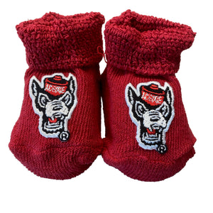 NC State Wolfpack Wolfhead Baby Booties With Gift Box