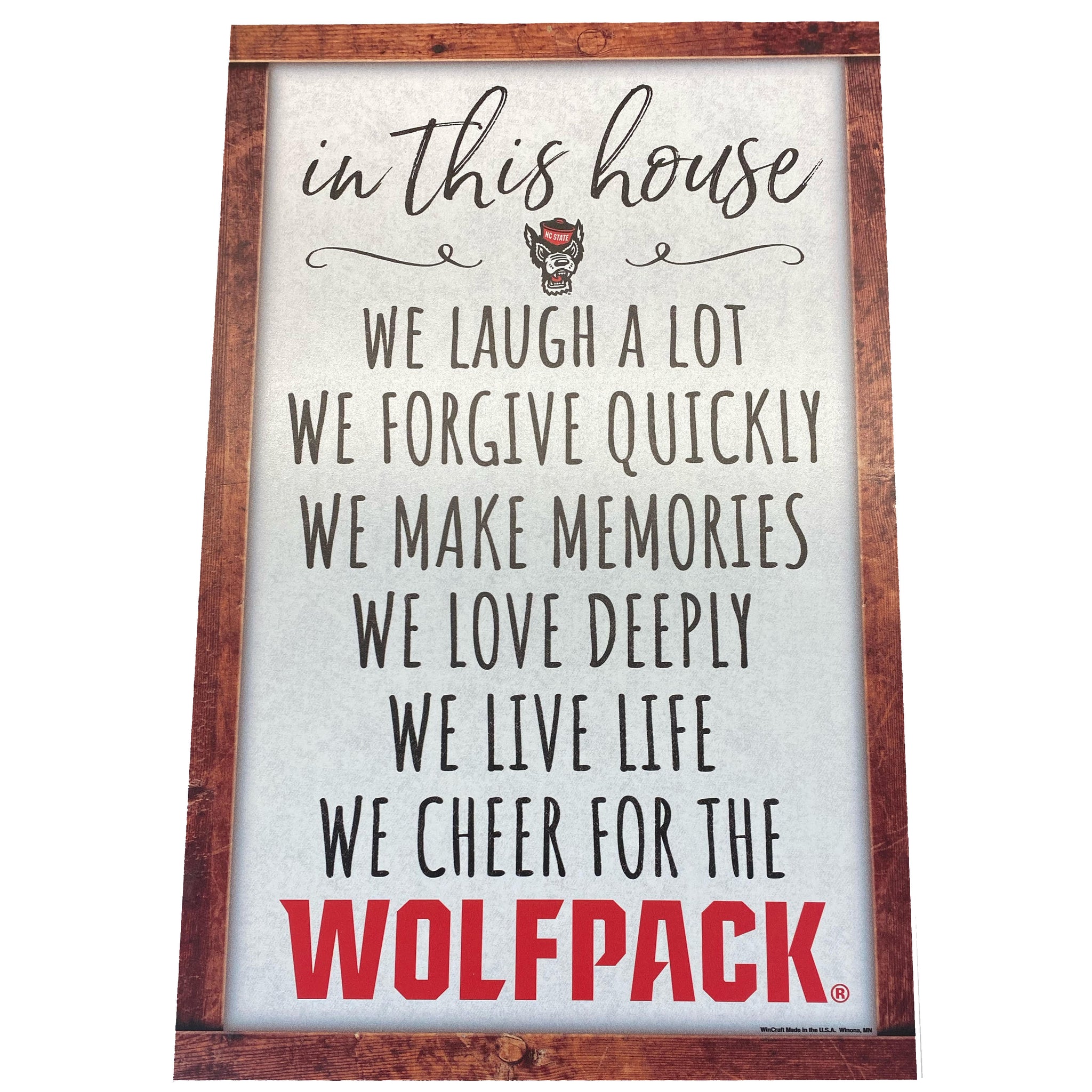 NC State Wolfpack 11"x17" "In This House" Wood Sign