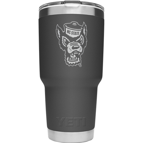 NC State Wolfpack Yeti Charcoal Wolfhead 30oz Tumbler