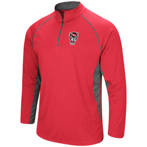 NC State Wolfpack Men's Red Wolfhead Rival Poly 1/4 Zip Pullover Jacket