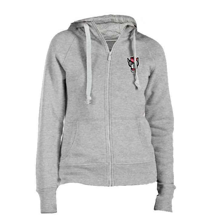 NC State Wolfpack Women's Grey Wolfhead Full Zip Hooded Sweatshirt