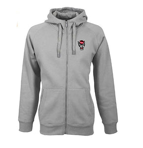 NC State Wolfpack Men's Grey Wolfhead Full Zip Hooded Sweatshirt