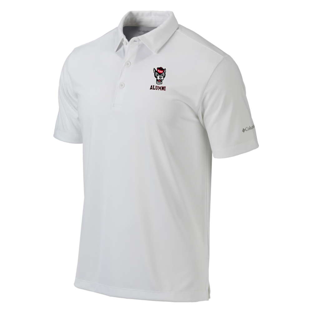 NC State Wolfpack Columbia White Omni-Wick Drive Wolfhead Alumni Polo