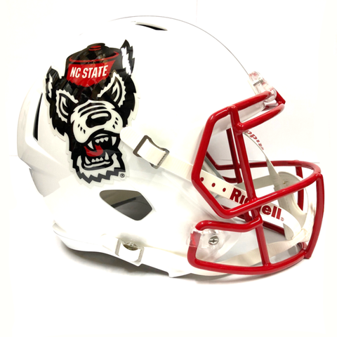 NC State Wolfpack Riddell White Wolfhead Replica Mini Speed Football Helmet