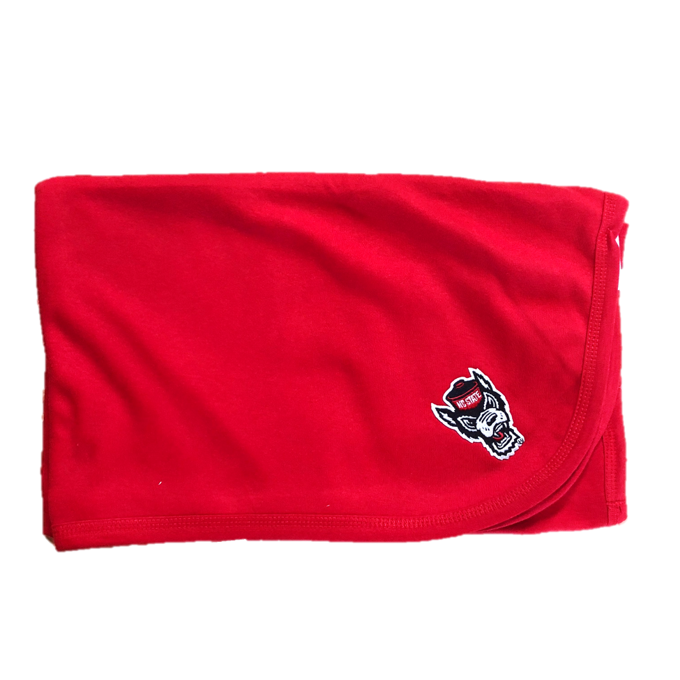 NC State Wolfpack Red Wolfhead Baby Blanket